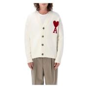 Witte Gebreide Trui Aw23 Ami Paris , Beige , Heren