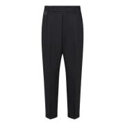 Slim Fit Donkergrijze Wollen Broek Low Brand , Black , Heren