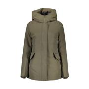 Hoodie met rits en logo Woolrich , Green , Heren