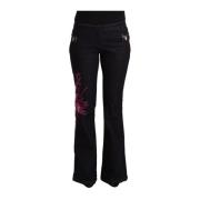 Zwarte Flared Denim Jeans Elegantie Exte , Black , Dames