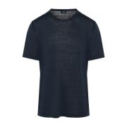 Linnen T-shirt, 100% Linnen, Made in Italy Barba , Blue , Heren