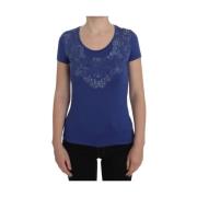 Blauw Logo Detail Ronde Hals T-Shirt Ermanno Scervino , Blue , Dames