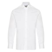 Katoenen Twill Overhemd Made in Italy Corneliani , White , Heren