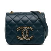 Pre-owned Leather crossbody-bags Chanel Vintage , Blue , Dames