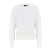 Witte Strass Versierde Crew Neck Sweater Emporio Armani , White , Dame...