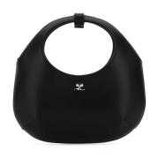 Stijlvolle Zwarte Leren Mini Handtas Courrèges , Black , Dames