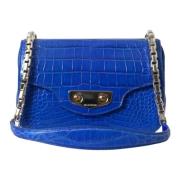 Elegante Blauwe Alligatorleren Schoudertas Balenciaga , Blue , Dames