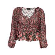 Gestippelde blouse met V-hals Desigual , Multicolor , Dames