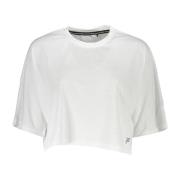 Elegant wit logo T-shirt brede hals Fila , White , Dames