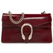 Burgundy Leren Schoudertas met Tijgerhoofd Gucci , Red , Dames