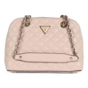 Gewatteerde schoudertas met logoplaat Guess , Pink , Dames