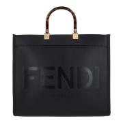 Zwarte Tote Tas met Gouden Hardware Fendi , Black , Dames