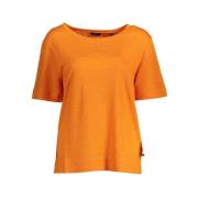 Elegant linnen T-shirt met wijde halslijn Gant , Orange , Dames