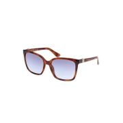 Vierkante Frame Zonnebril met Lichtblauwe Lenzen Guess , Brown , Dames