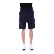 Linnen Bermuda Shorts Rits Knoopsluiting Hugo Boss , Blue , Heren