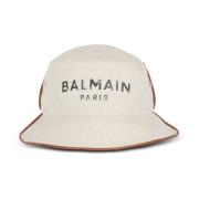 Katoenen en leren B-Leger bucket hat met logo Balmain , White , Dames