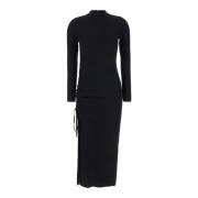 Merino Getailleerde Midi Jurk Michael Kors , Black , Dames