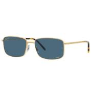 Rechthoekig Gouden Metalen Frame Blauwe Gepolariseerde Lenzen Ray-Ban ...