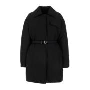 Oversized Donsjack in Zwart Gabardine Jil Sander , Black , Dames