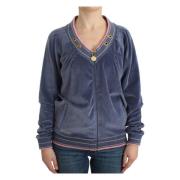 Elegante blauwe cardigan met ritssluiting en gouden details Roberto Ca...