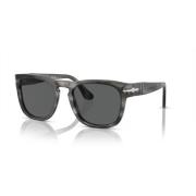 Gestreepte Grijs/Donkergrijs Zonnebril Persol , Gray , Unisex