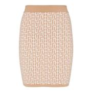 Monogram Gebreide Rok Balmain , Beige , Dames