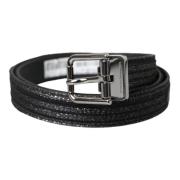 Zwart Jacquard Strepen Metalen Gesp Riem Dolce & Gabbana , Black , Her...