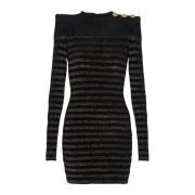 Gestreepte lurex jersey jurk Balmain , Black , Dames