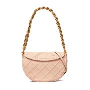 Roze Leren Diamantpatroon Schoudertas Tory Burch , Pink , Dames