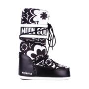 Zwarte Winterlaarzen met Nylon Bovenwerk Moon Boot , Black , Dames