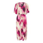 Roze Abstract Print Lange Jurk Kaffe , Multicolor , Dames