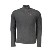 Grijze geborduurde half-zip trui Napapijri , Gray , Heren