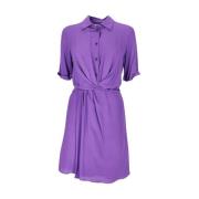 Flowing Crepe Shirt Dress Patrizia Pepe , Purple , Dames