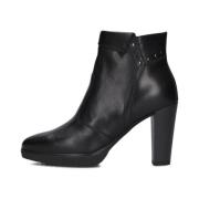 Zwarte Leren Laarzen met Metalen Studs Nerogiardini , Black , Dames