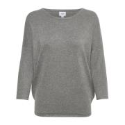 R-Neck Pullover Gebreid Mist Grey Melange Saint Tropez , Gray , Dames