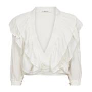 Blouse met ruches en V-hals Co'Couture , White , Dames