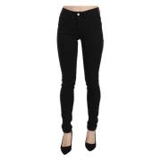 Zwarte Skinny Mid Waist Denim Jeans Costume National , Black , Dames