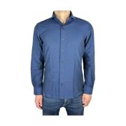 Elegant Blauw Oxford Katoenen Overhemd Made in Italia , Blue , Heren