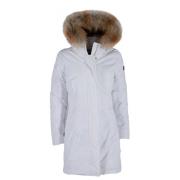 Elegante witte donsjas met bontcapuchon YES ZEE , White , Dames