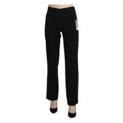 Elegante Zwarte High Waist Straight Broek Bencivenga , Black , Dames