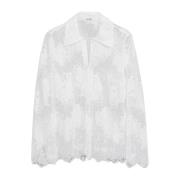 Kanten Bruidsbloes met Placket Detail IVY OAK , White , Dames