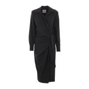 Zwarte Wikkel Midi Jurk Crida Milano , Black , Dames