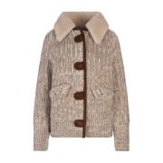 Melange Beige Bomberjack met Leren Frogs Ermanno Scervino , Brown , Da...