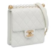 Pre-owned Leather crossbody-bags Chanel Vintage , White , Dames