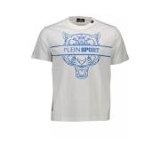 Wit Logo Tee met Ronde Hals Plein Sport , White , Heren