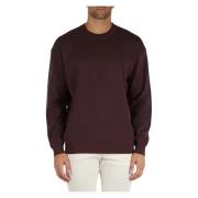 Katoen en maagdelijke wol crewneck sweater Boss , Red , Heren