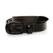 Leren Westers-Gestikt Riem Munthe , Black , Heren