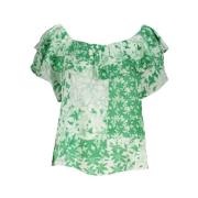 Groene Boho Chic Tee met Logo Desigual , Green , Dames