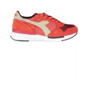 Roze Lederen Blend Sneakers Diadora , Red , Dames