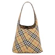 Vintage Check Tote Tas Burberry , Beige , Dames